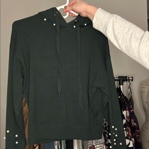 Crop Sweater With Pearl Embellishments